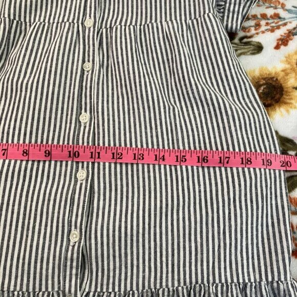 Old Navy Shirt Dress Womens M Stripe Tiered Coastal Nautical Beachy Boho Linen - Picture 5 of 8